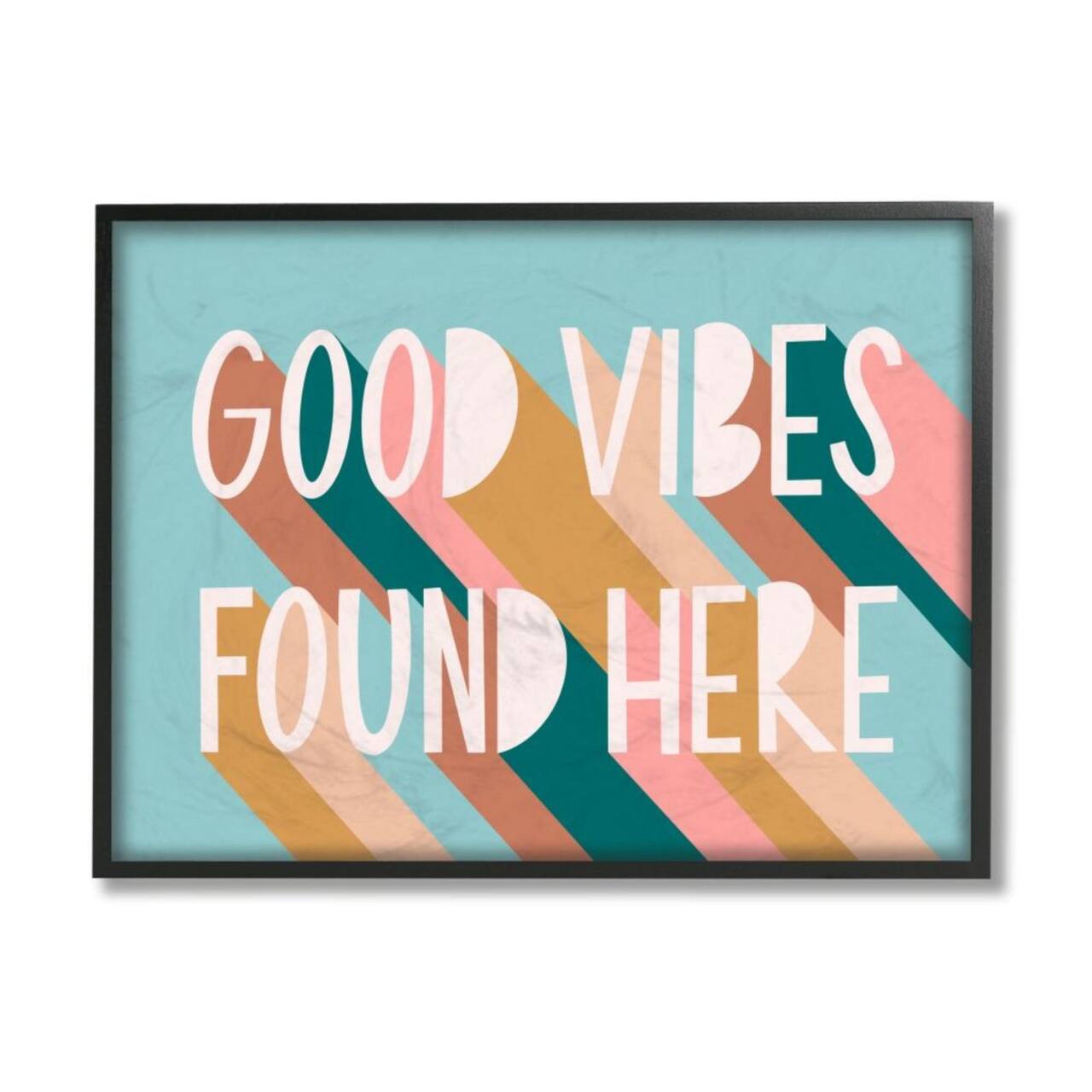Stupell Industries Good Vibes Found Here Pastel Color Pop in Black Frame Wall Art
